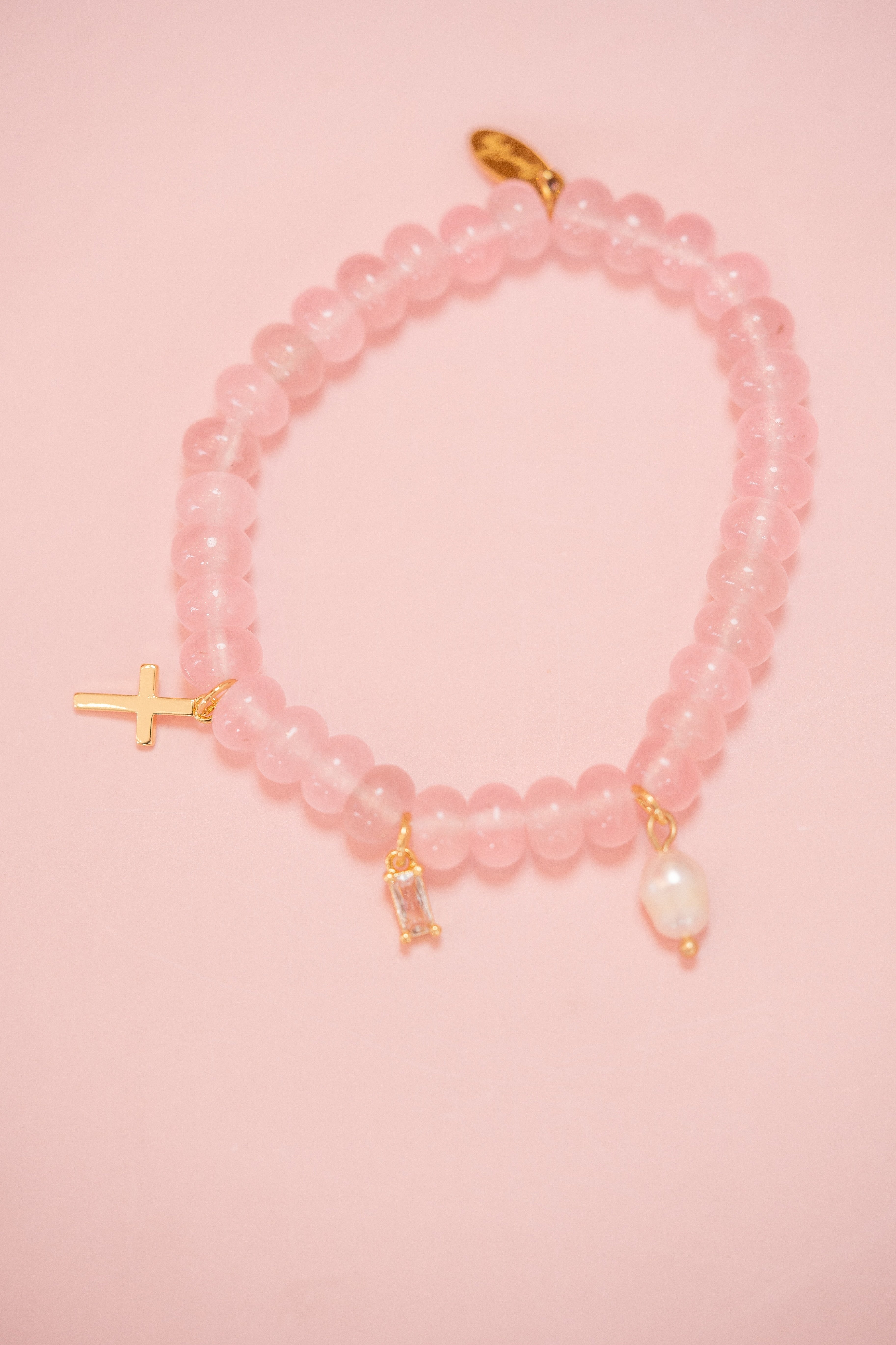 Light Pink Gemstone Charm Bracelet
