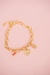 Interlocking Oval Chain Charm Bracelet