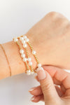 Stretchy Pearl Gold Beaded Bracelet