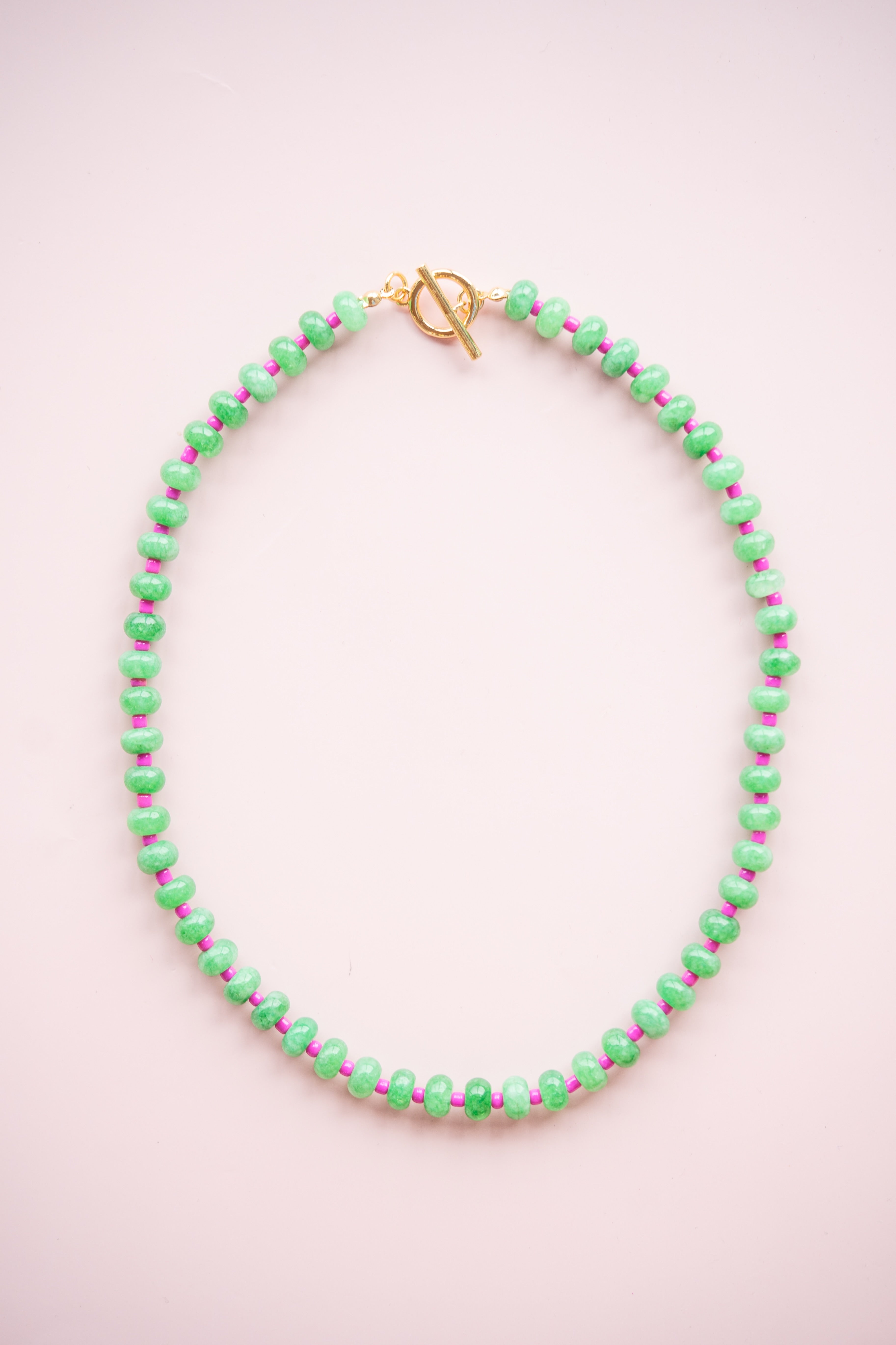 Green and Pink Gemstone Necklace