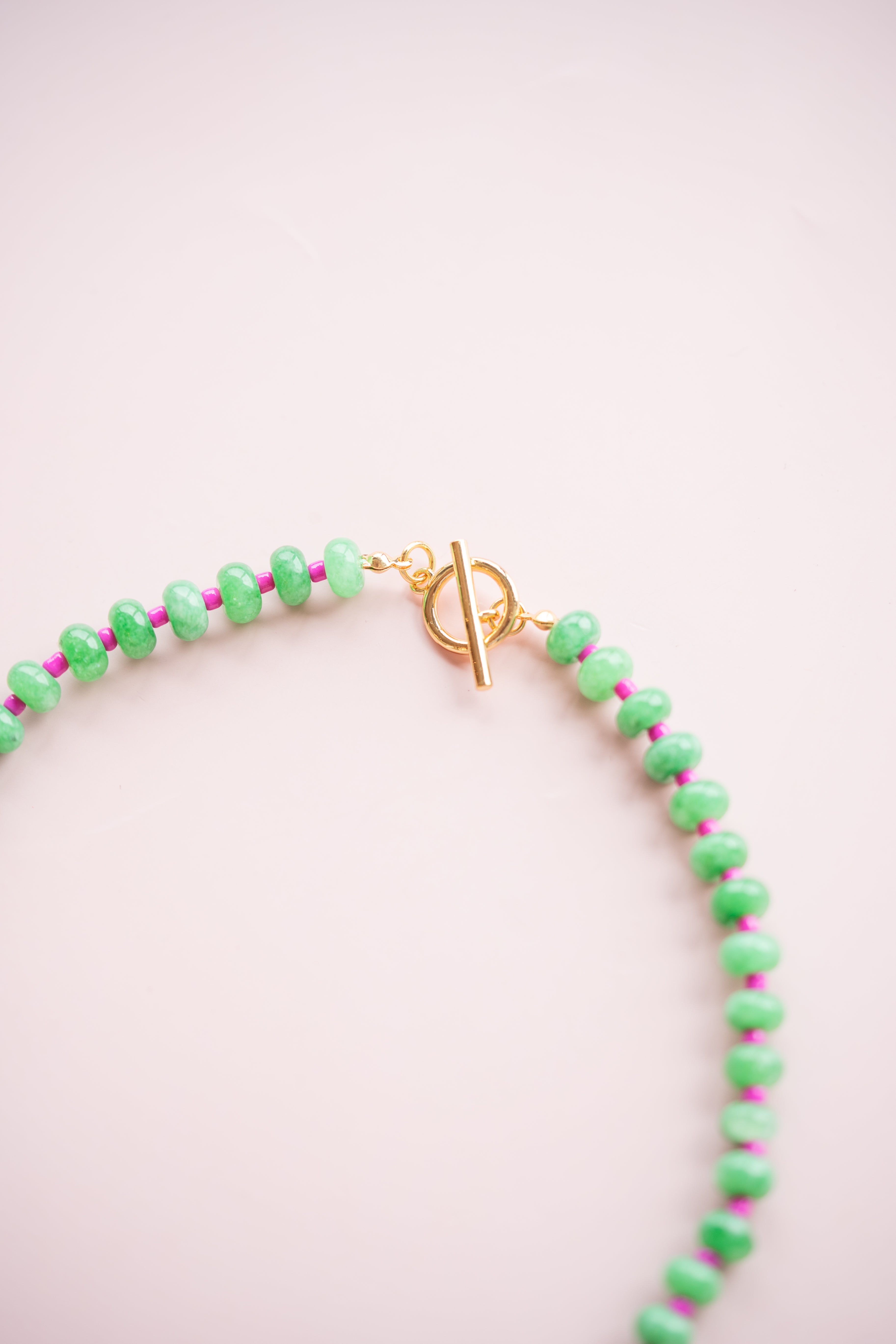 Green and Pink Gemstone Necklace