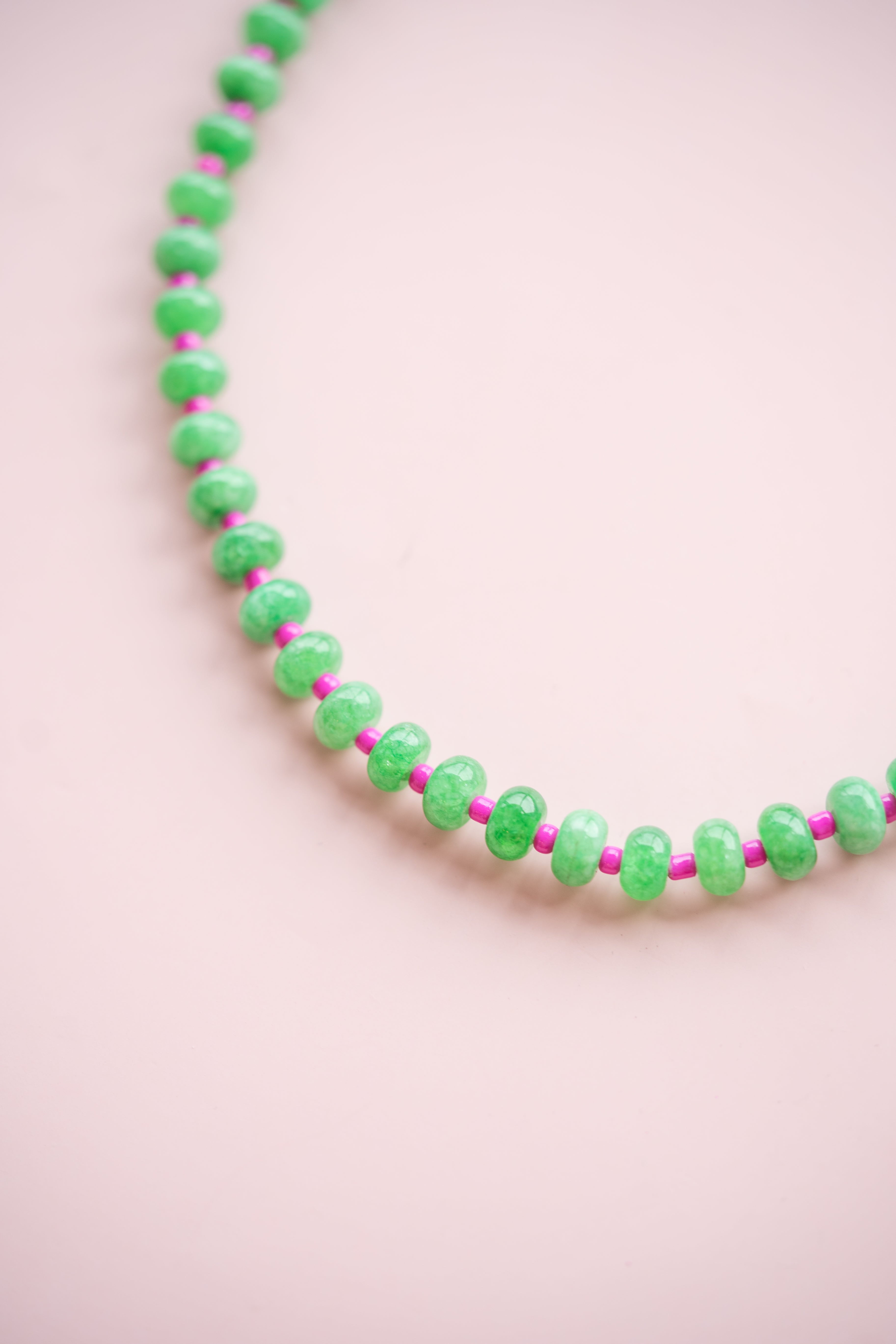 Green and Pink Gemstone Necklace