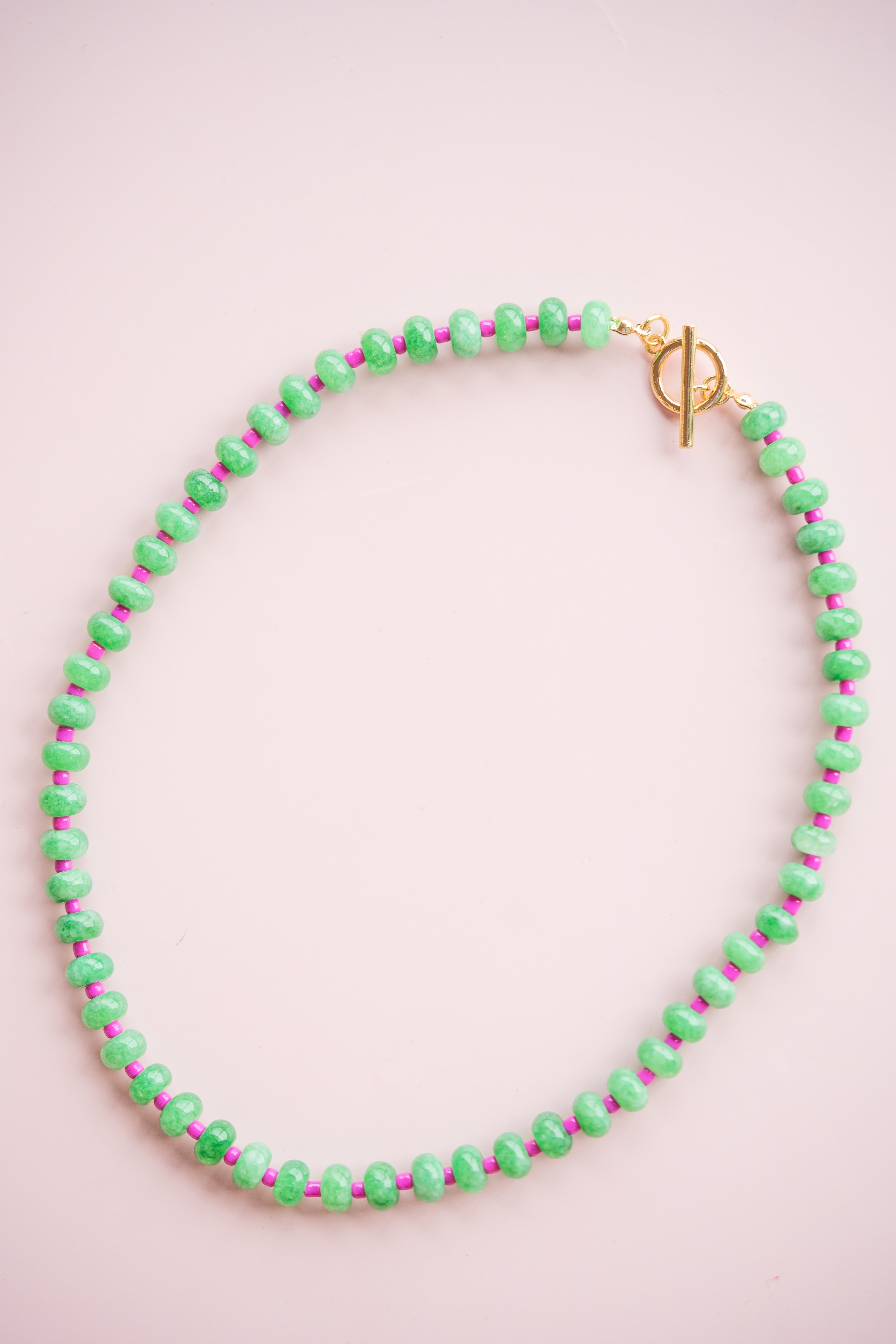Green and Pink Gemstone Necklace