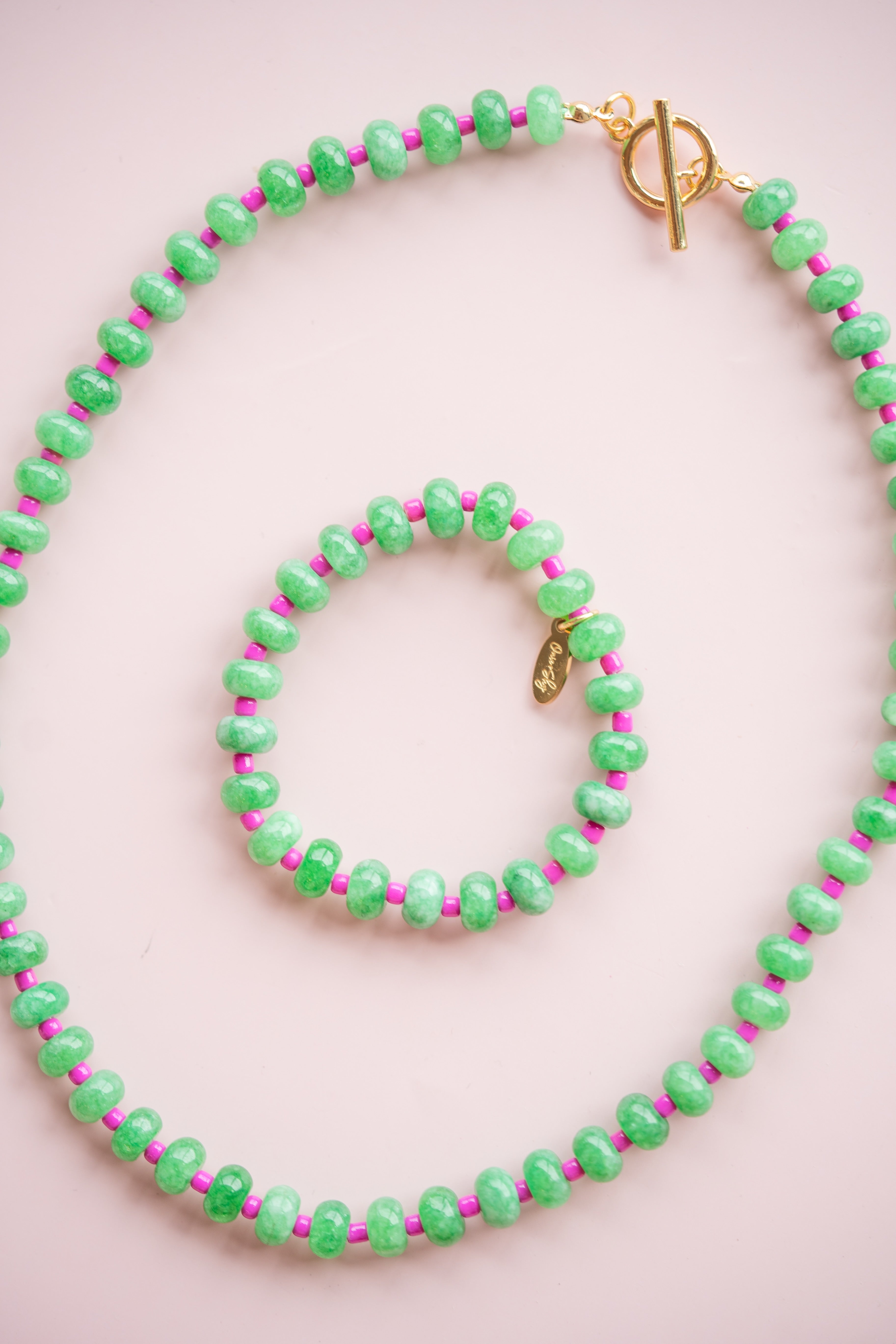 Green and Pink Gemstone Bracelet