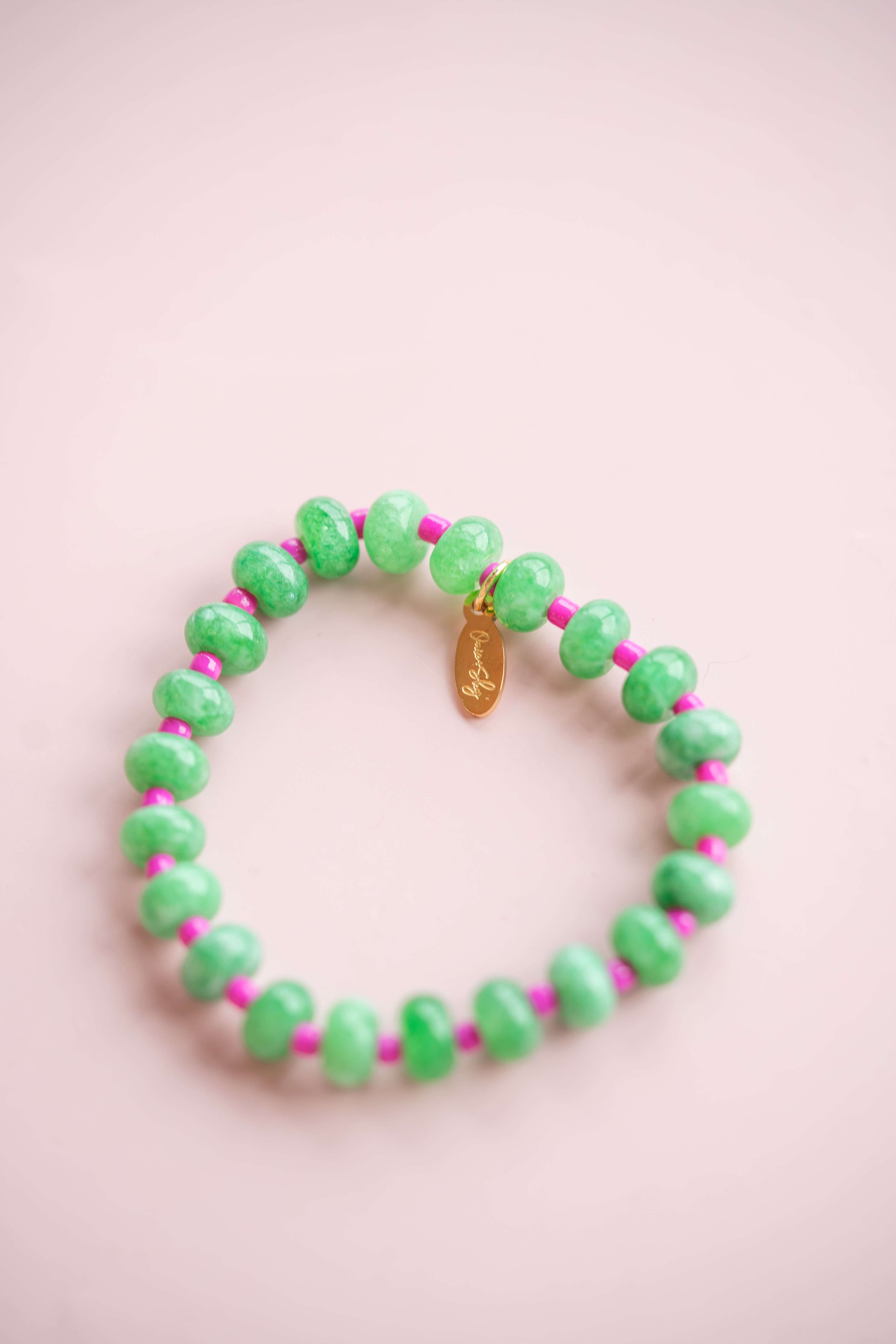 Green and Pink Gemstone Bracelet