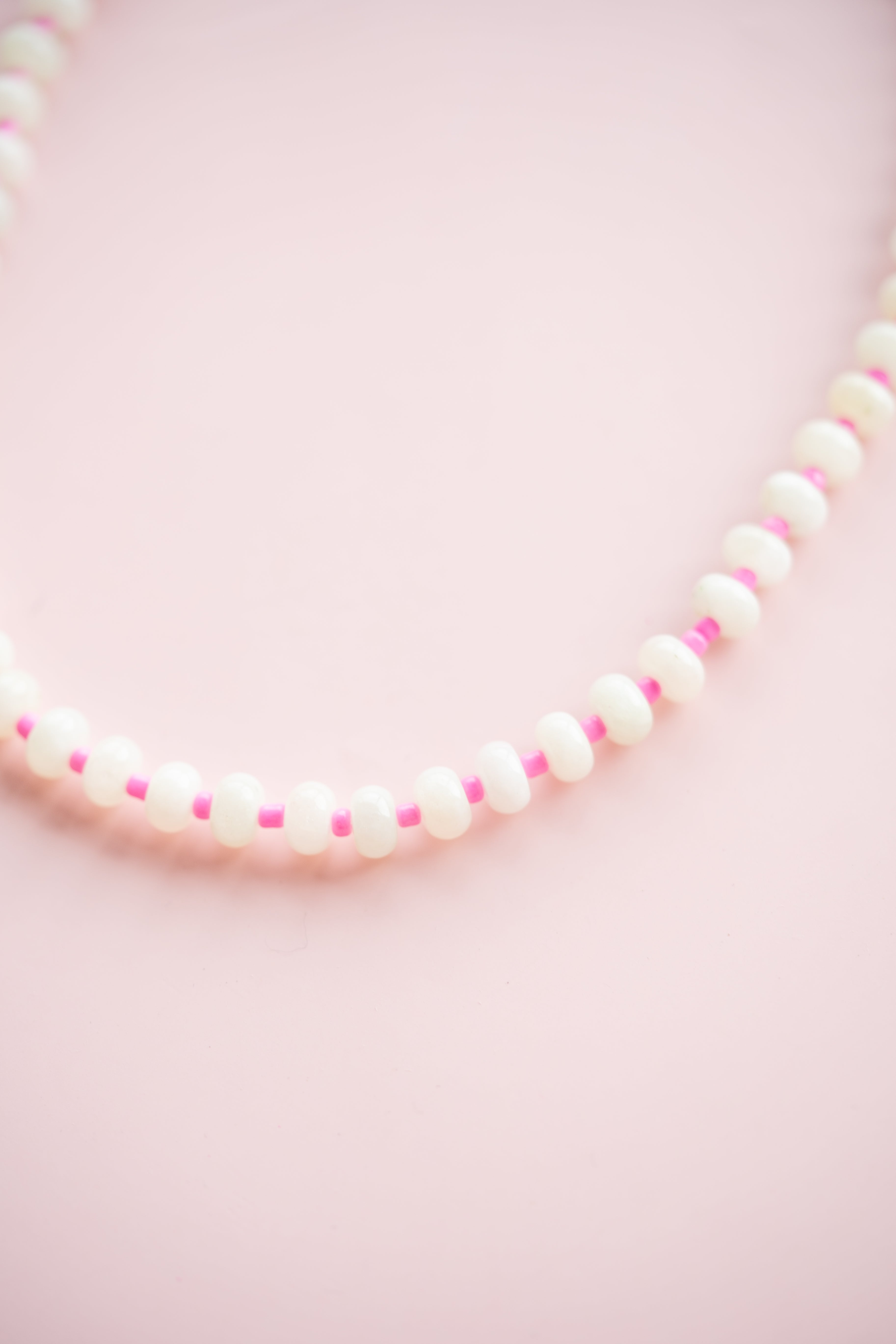 Pink and White Gemstone Necklace