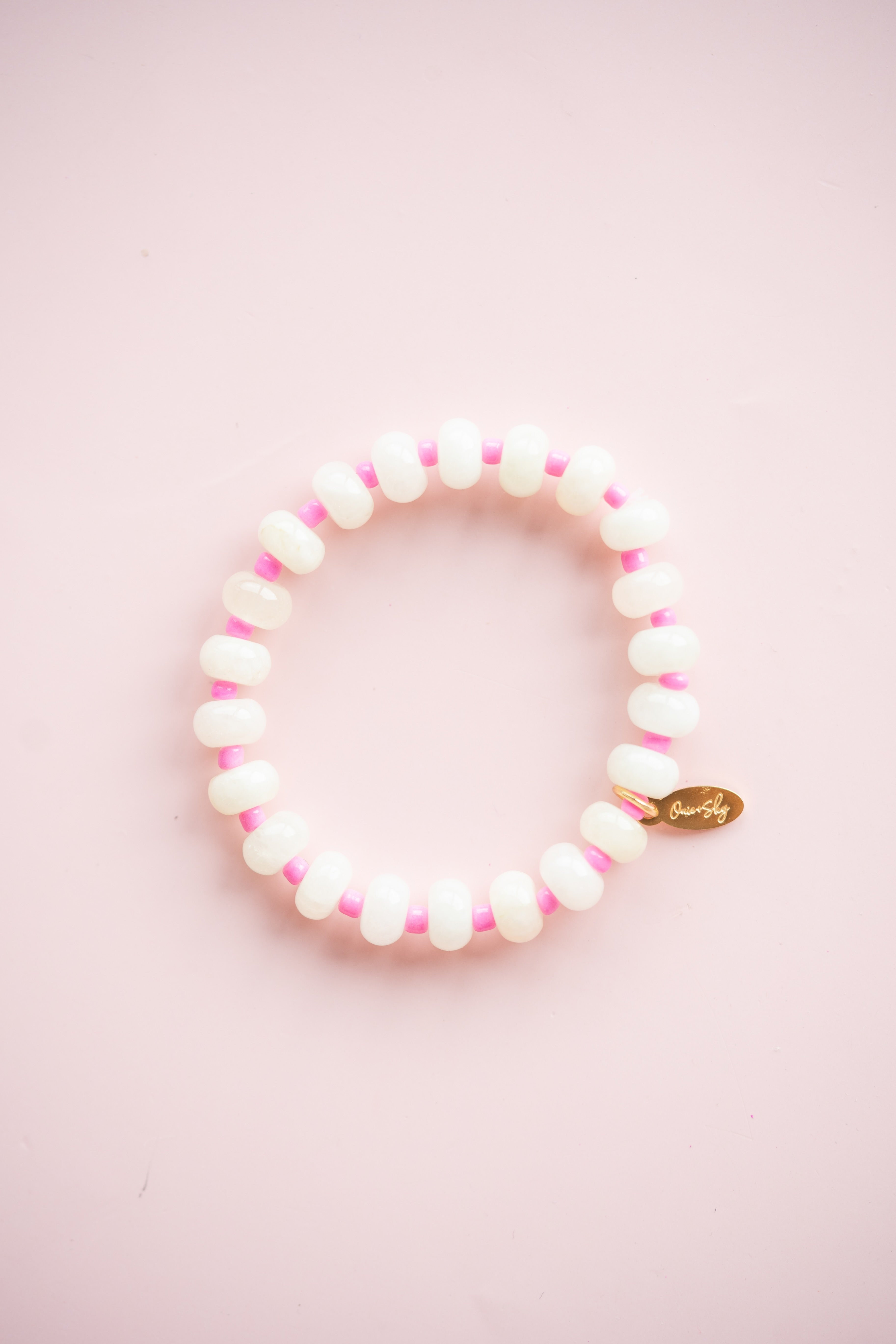 Pink and White Gemstone Bracelet