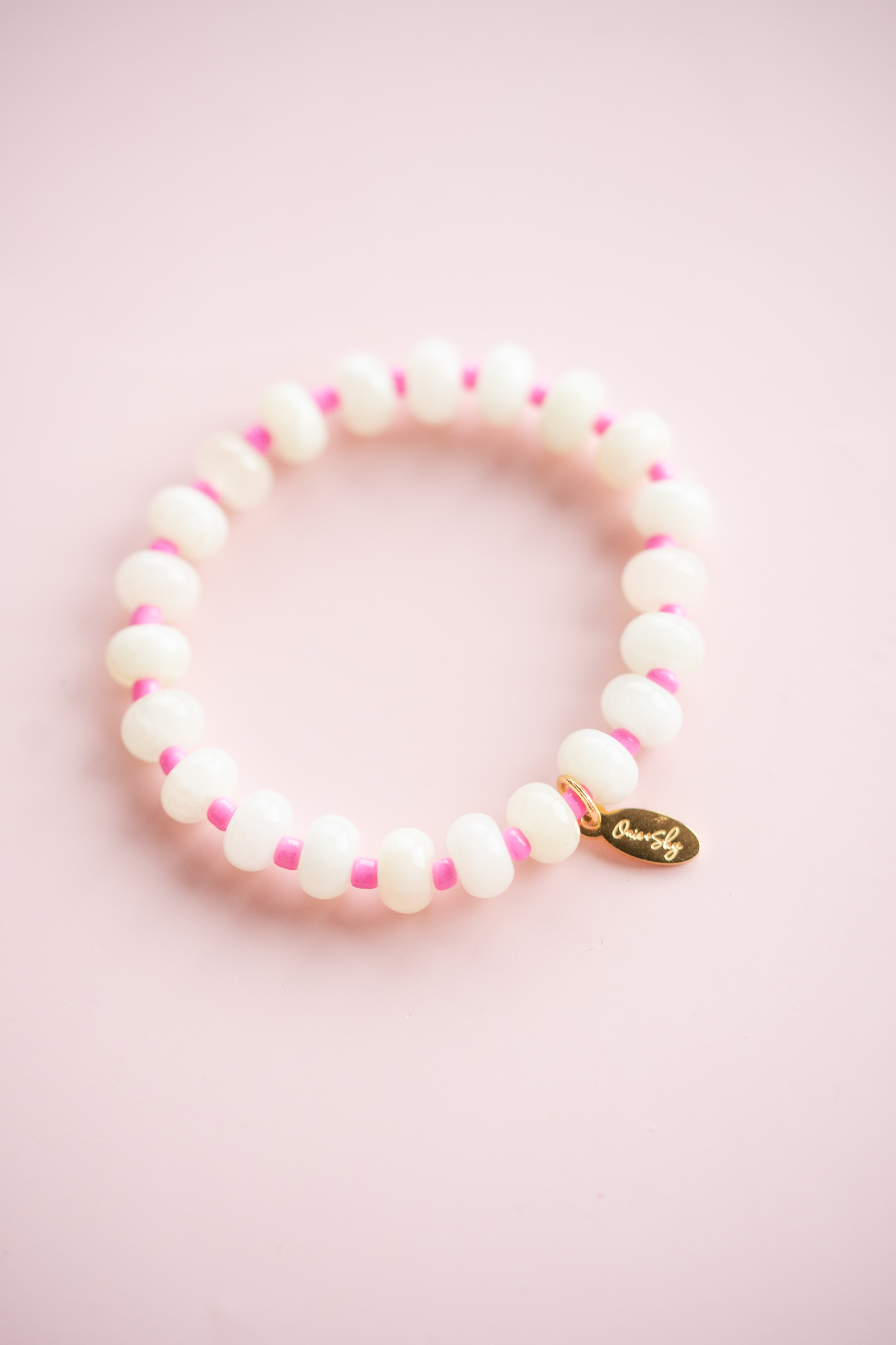 Pink and White Gemstone Bracelet
