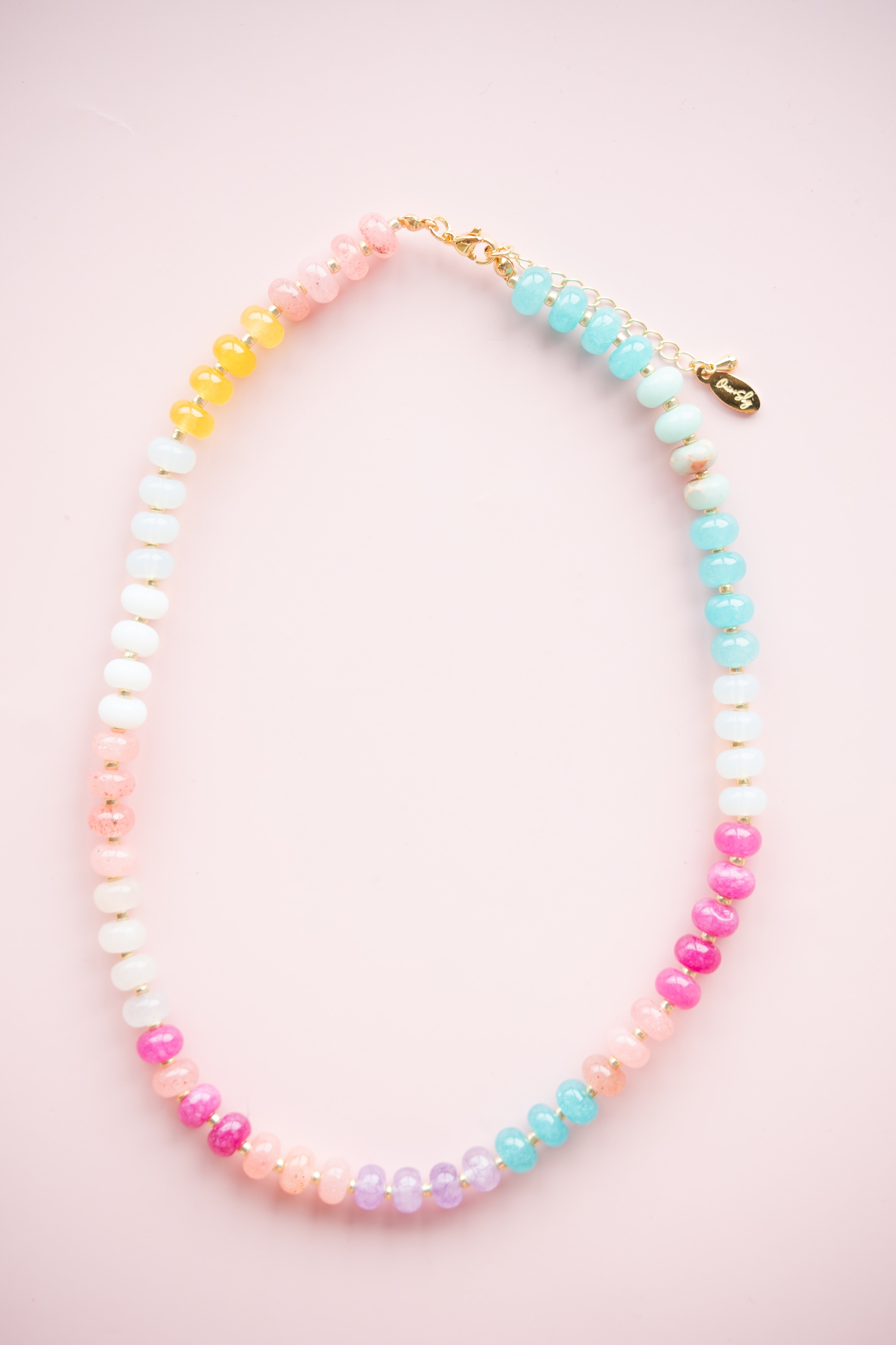 Pink Multicolor Gemstone Necklace
