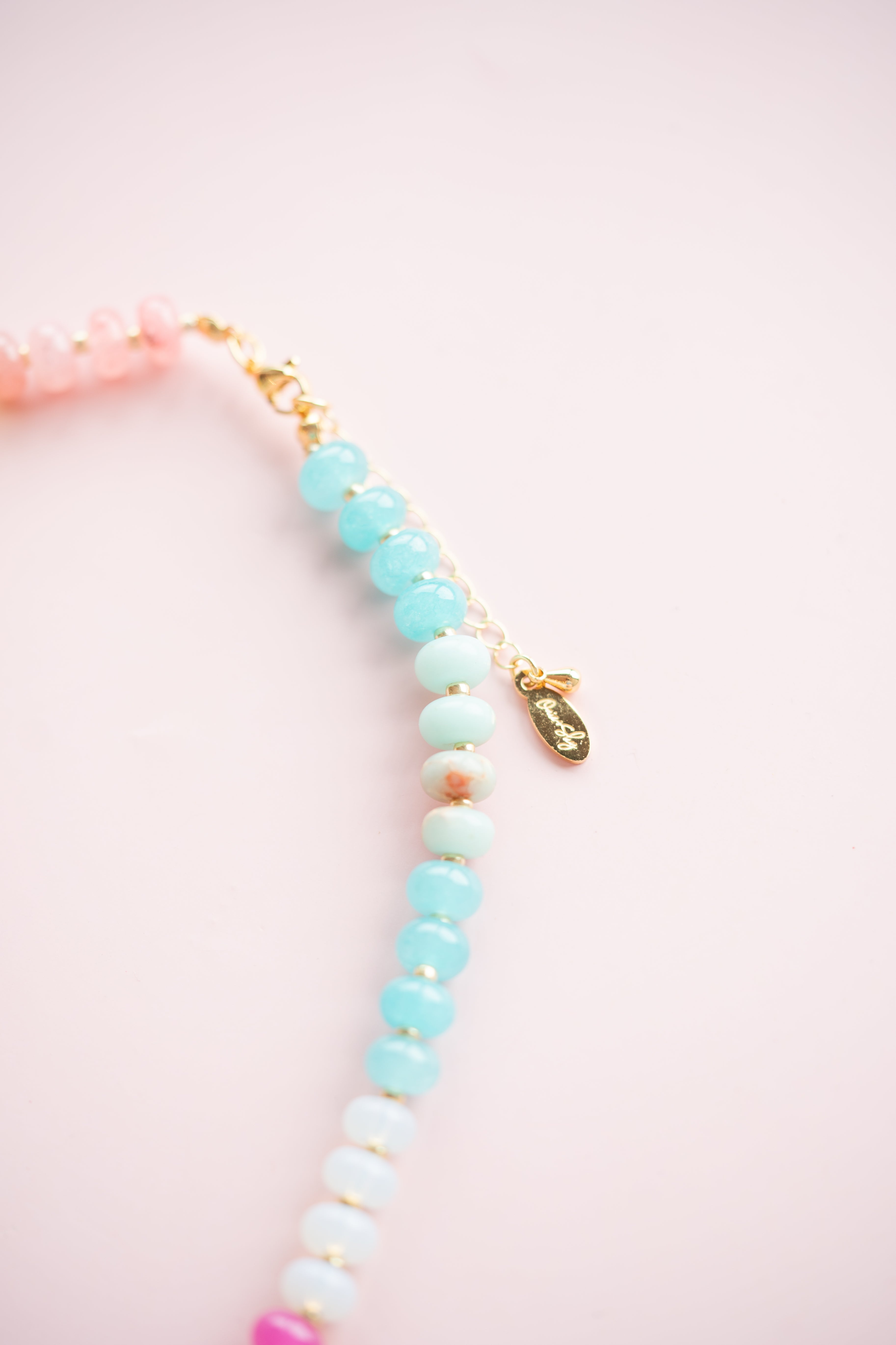 Pink Multicolor Gemstone Necklace