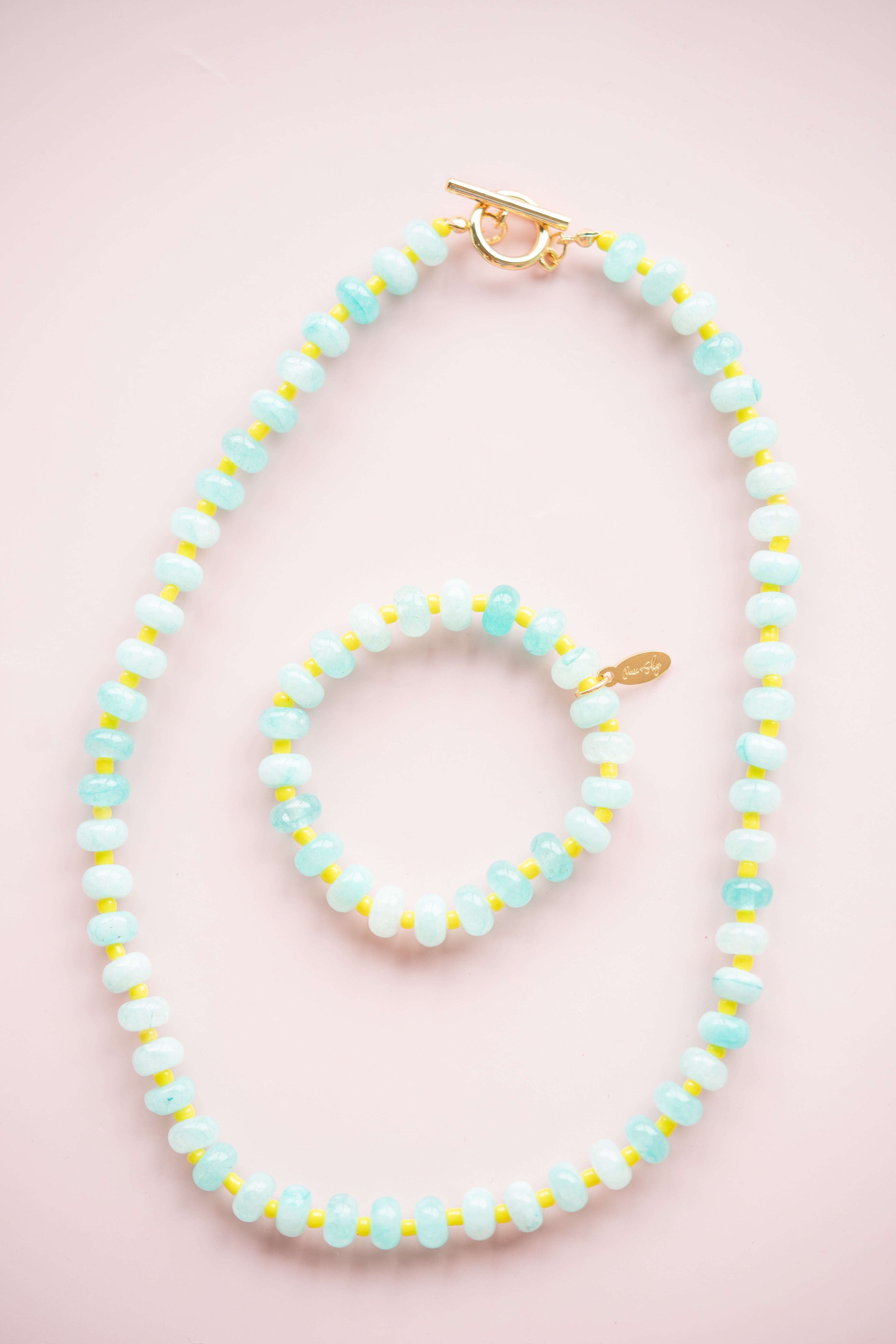 Turquoise and Yellow Gemstone Necklace