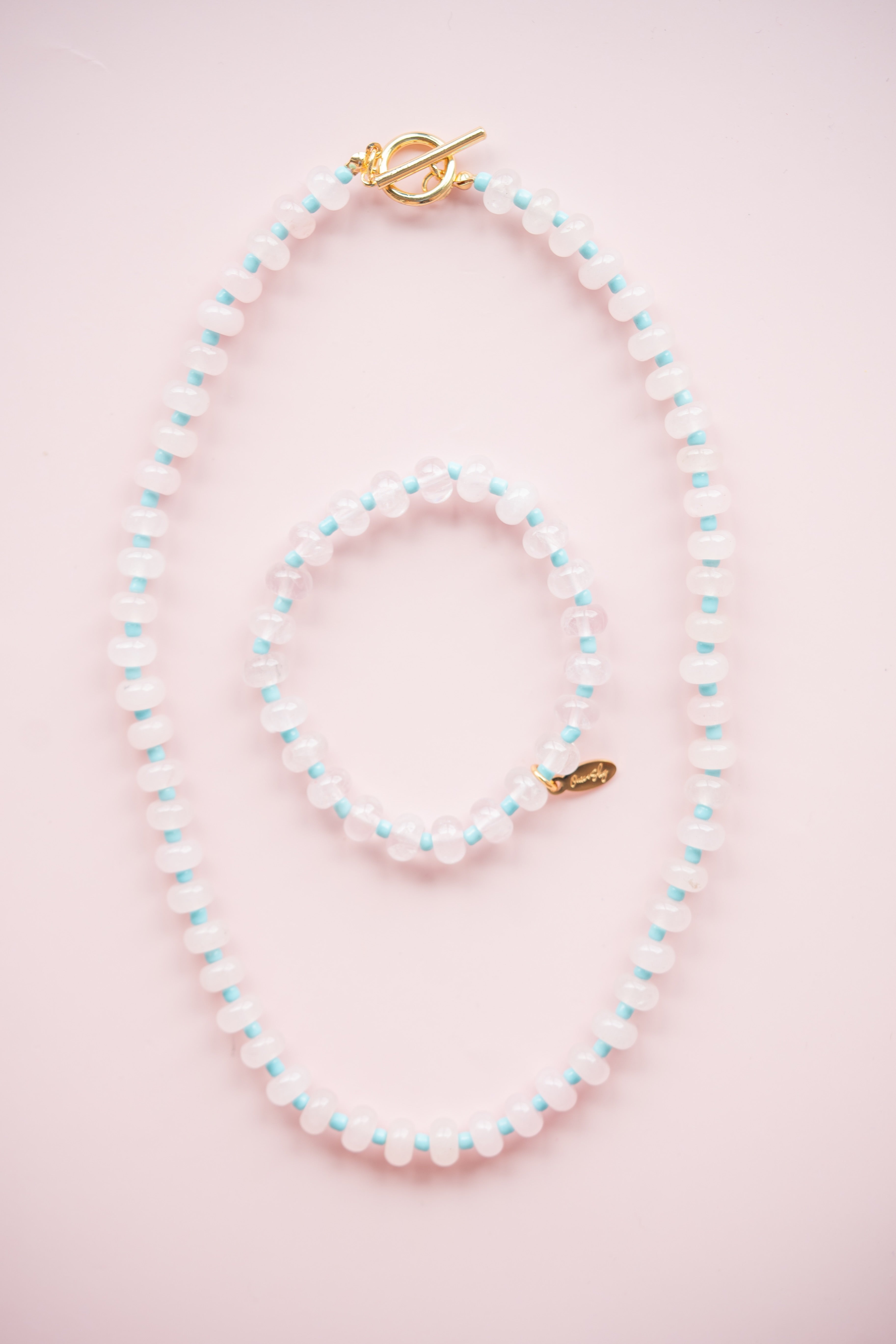 Blue and Pink Gemstone Necklace