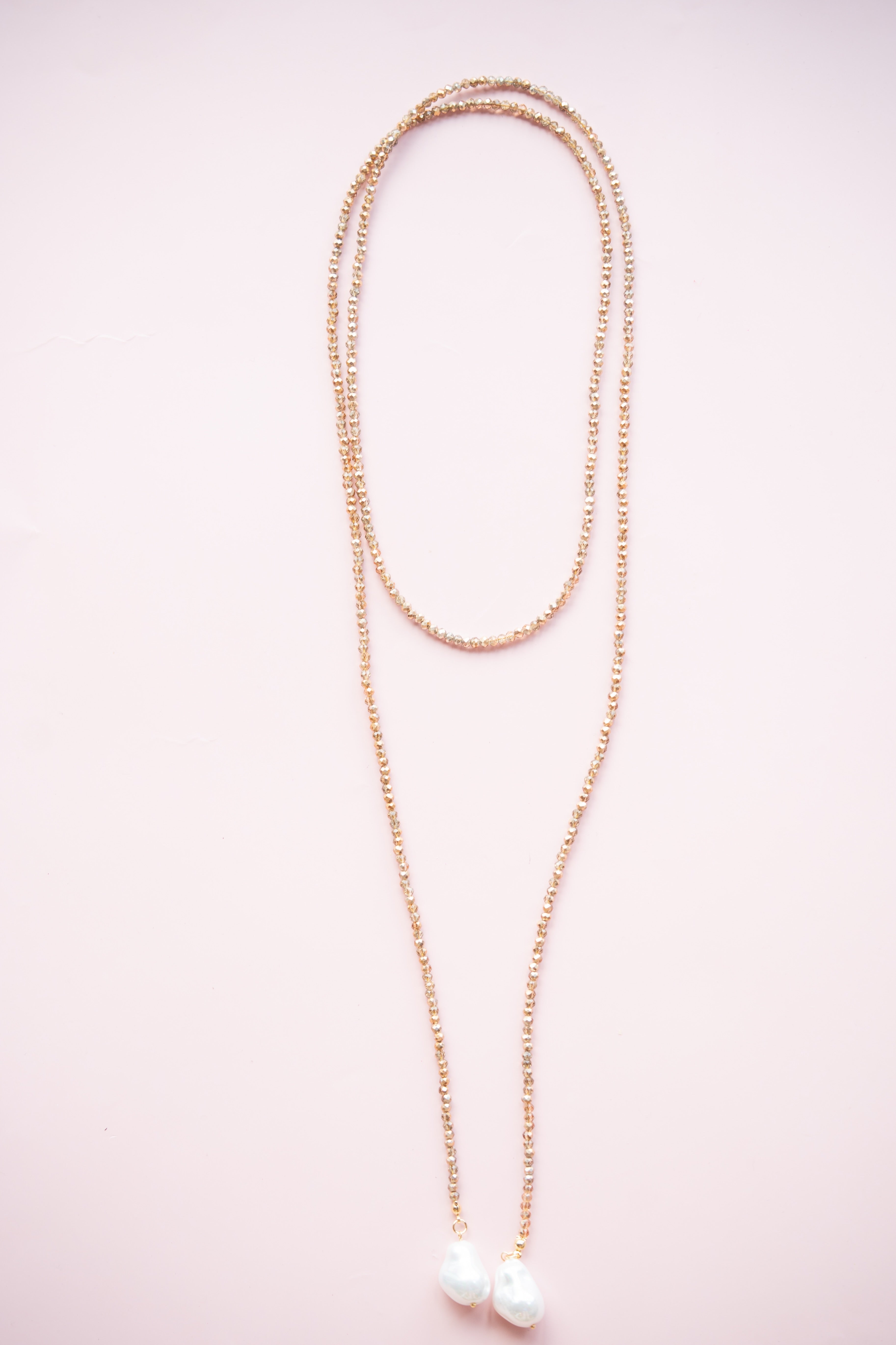 Gold Beaded Wrap Necklace
