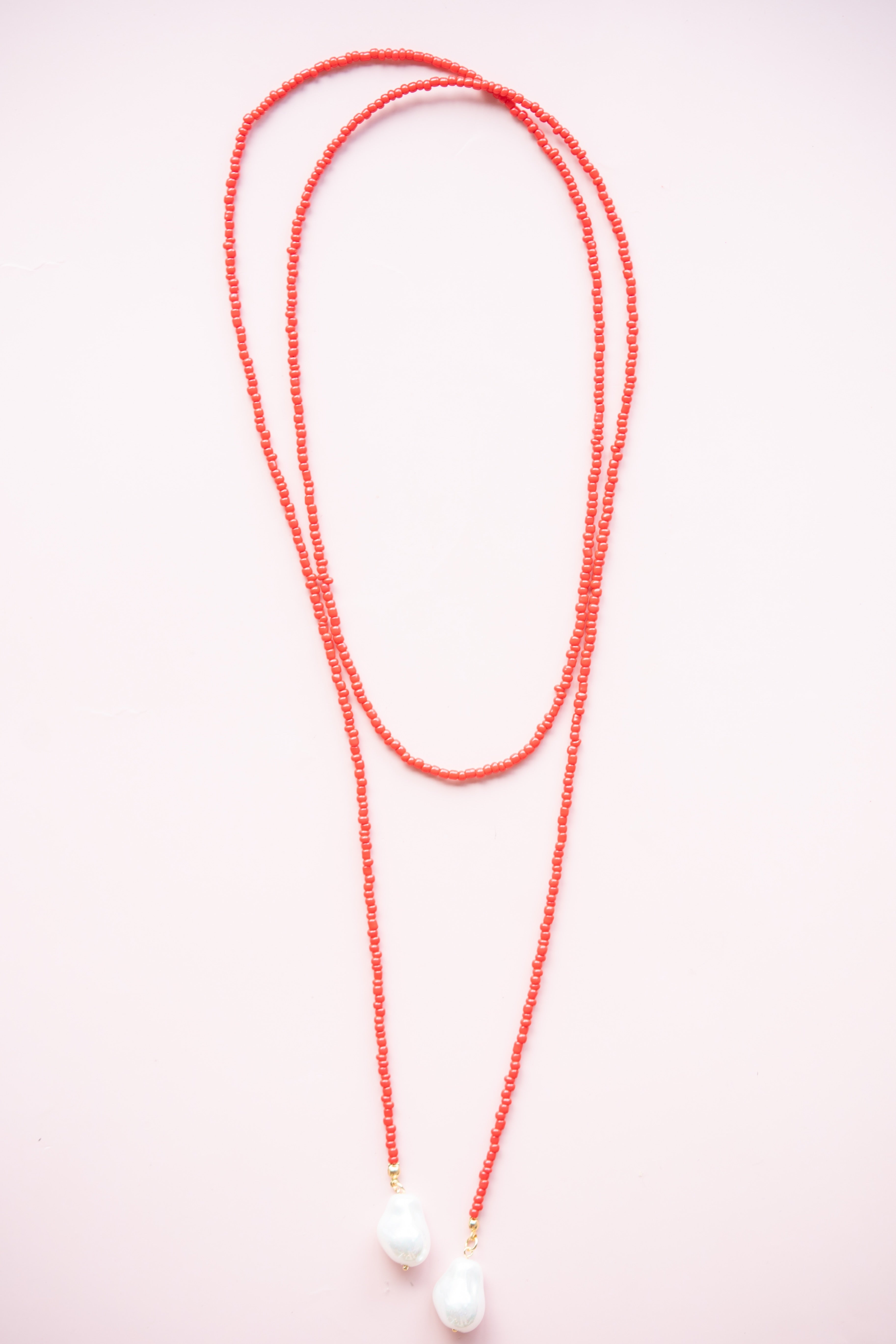 Red Beaded Wrap Necklace
