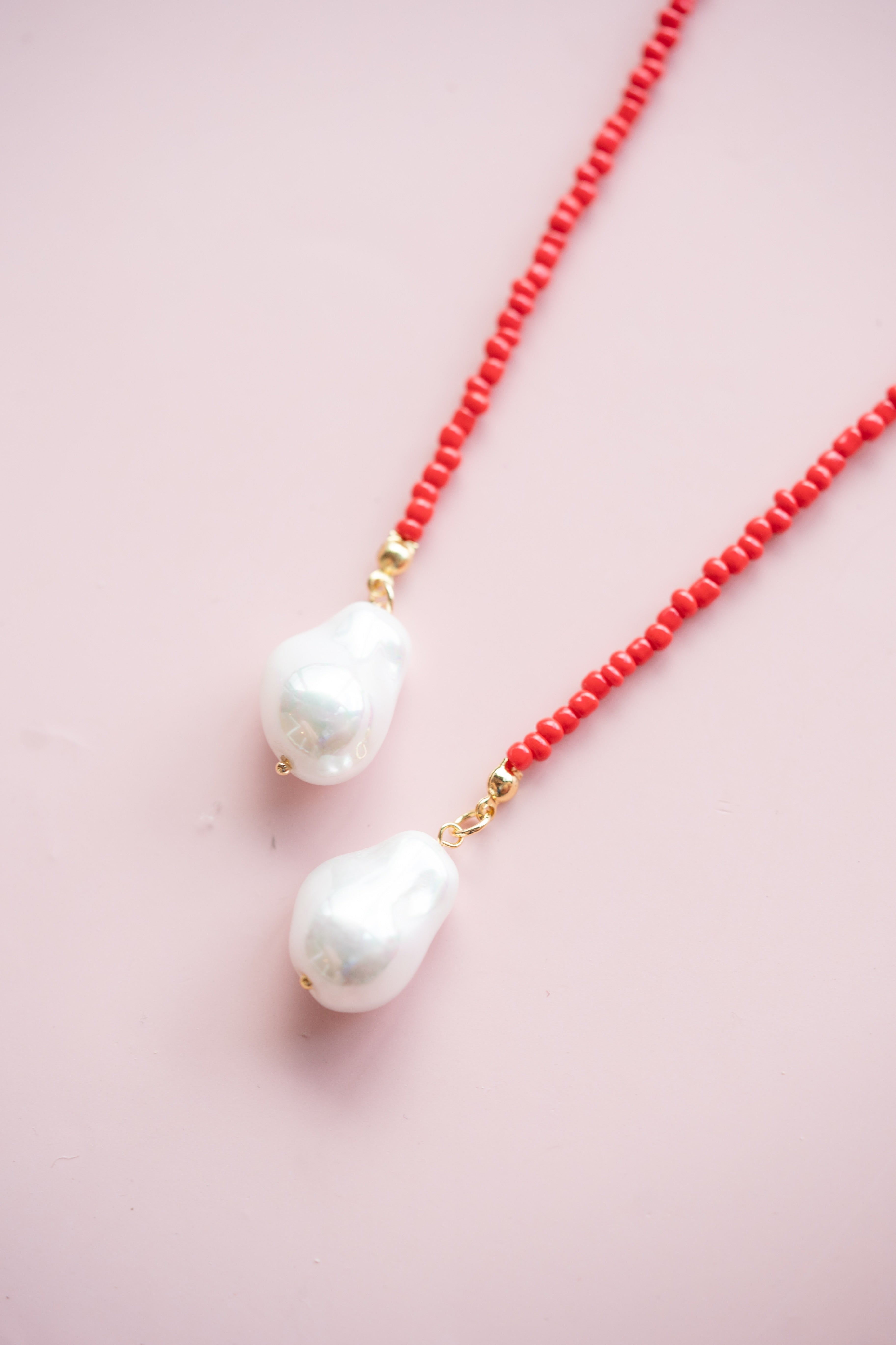Red Beaded Wrap Necklace