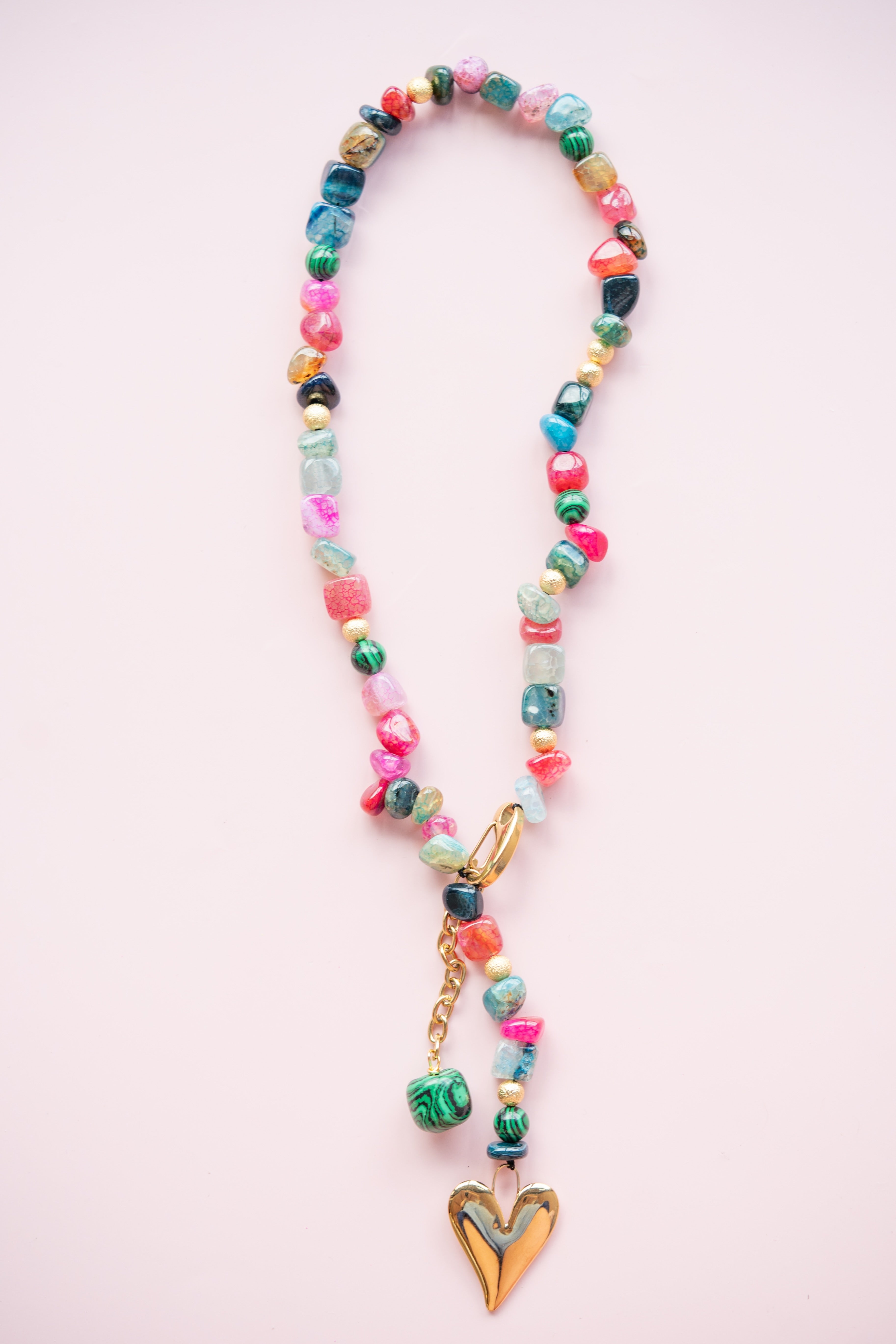 Heart Gemstone Drop Necklace