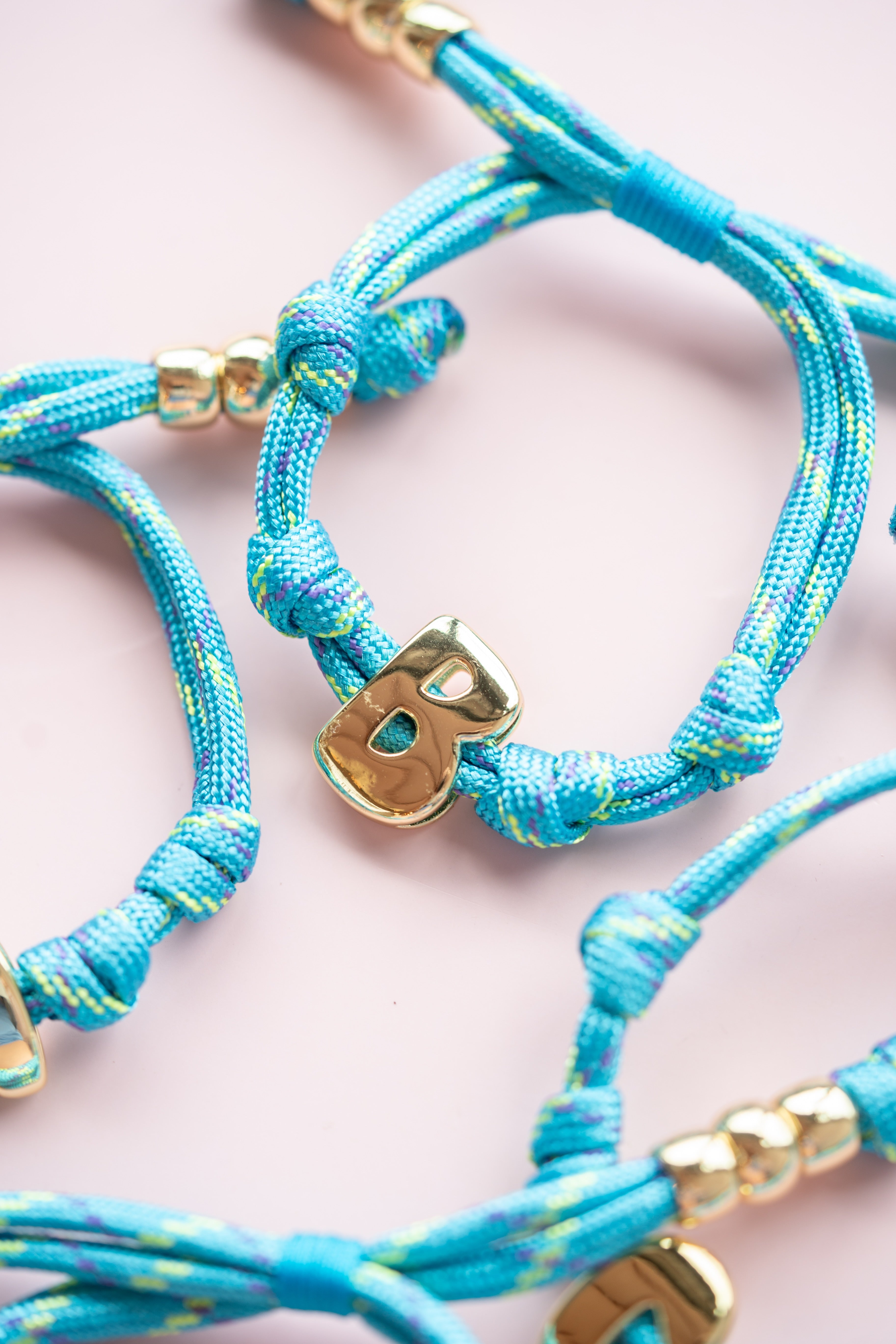 Blue Rope Initial Bracelet