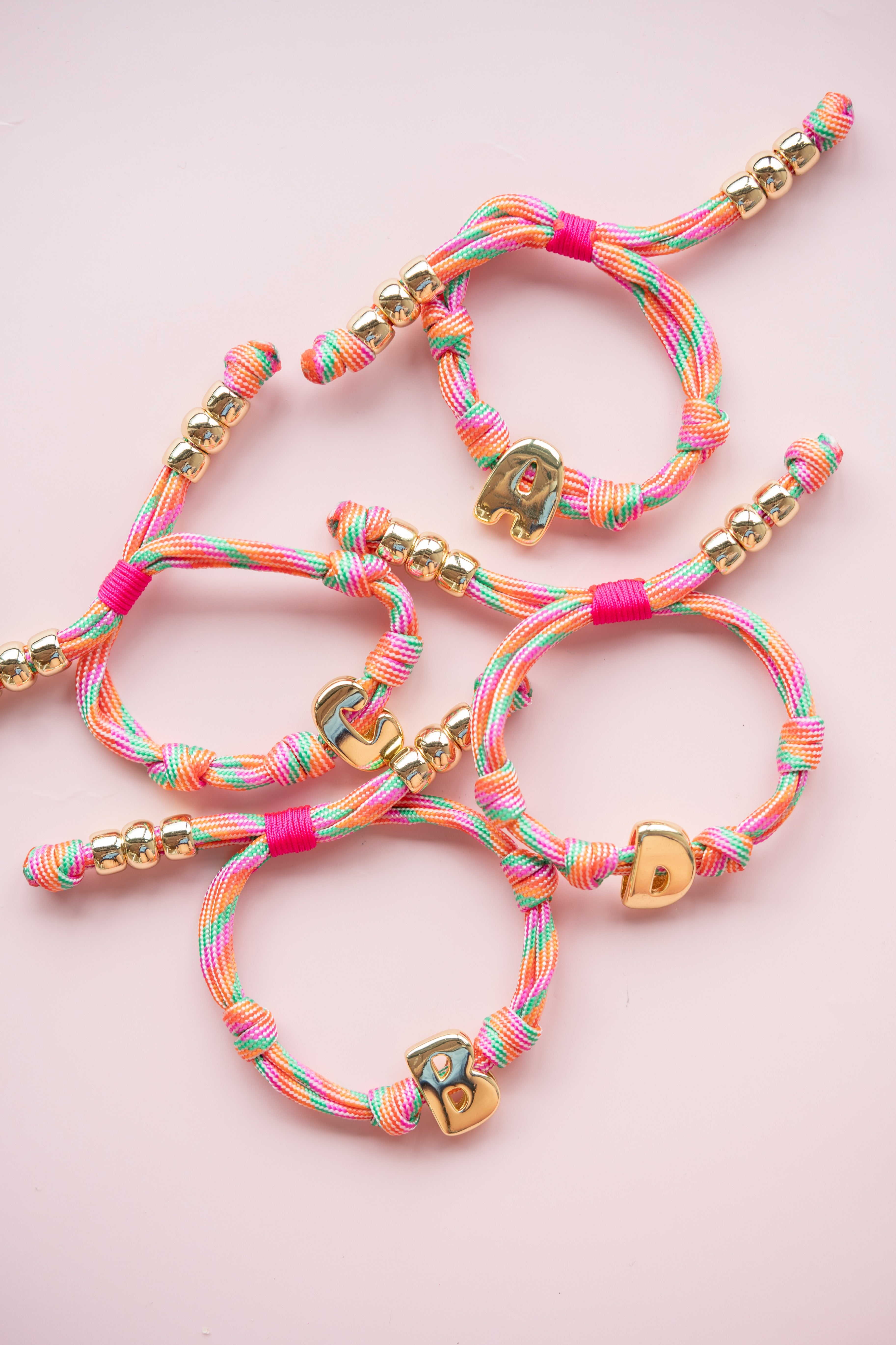 Pink Rope Initial Bracelet