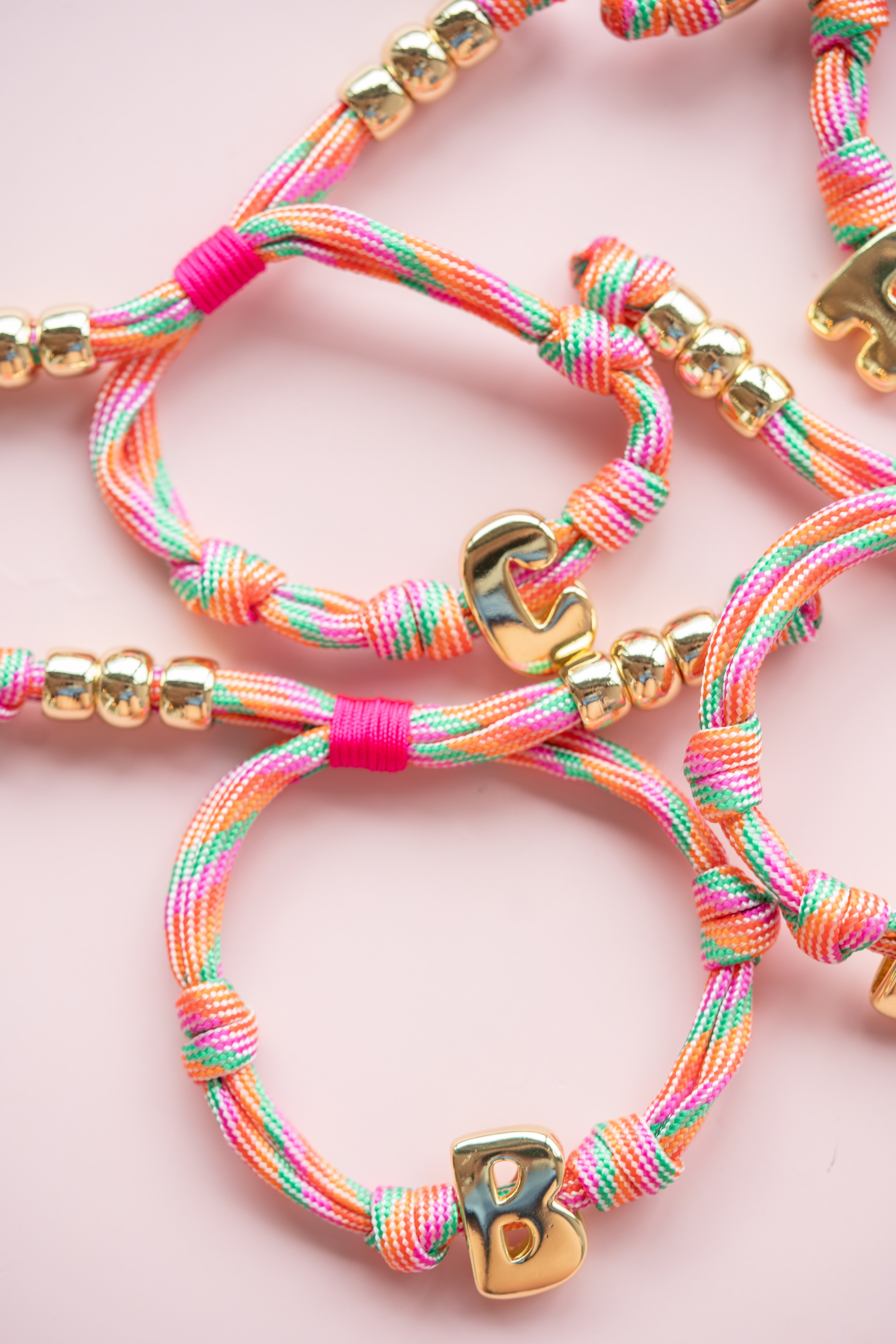 Pink Rope Initial Bracelet