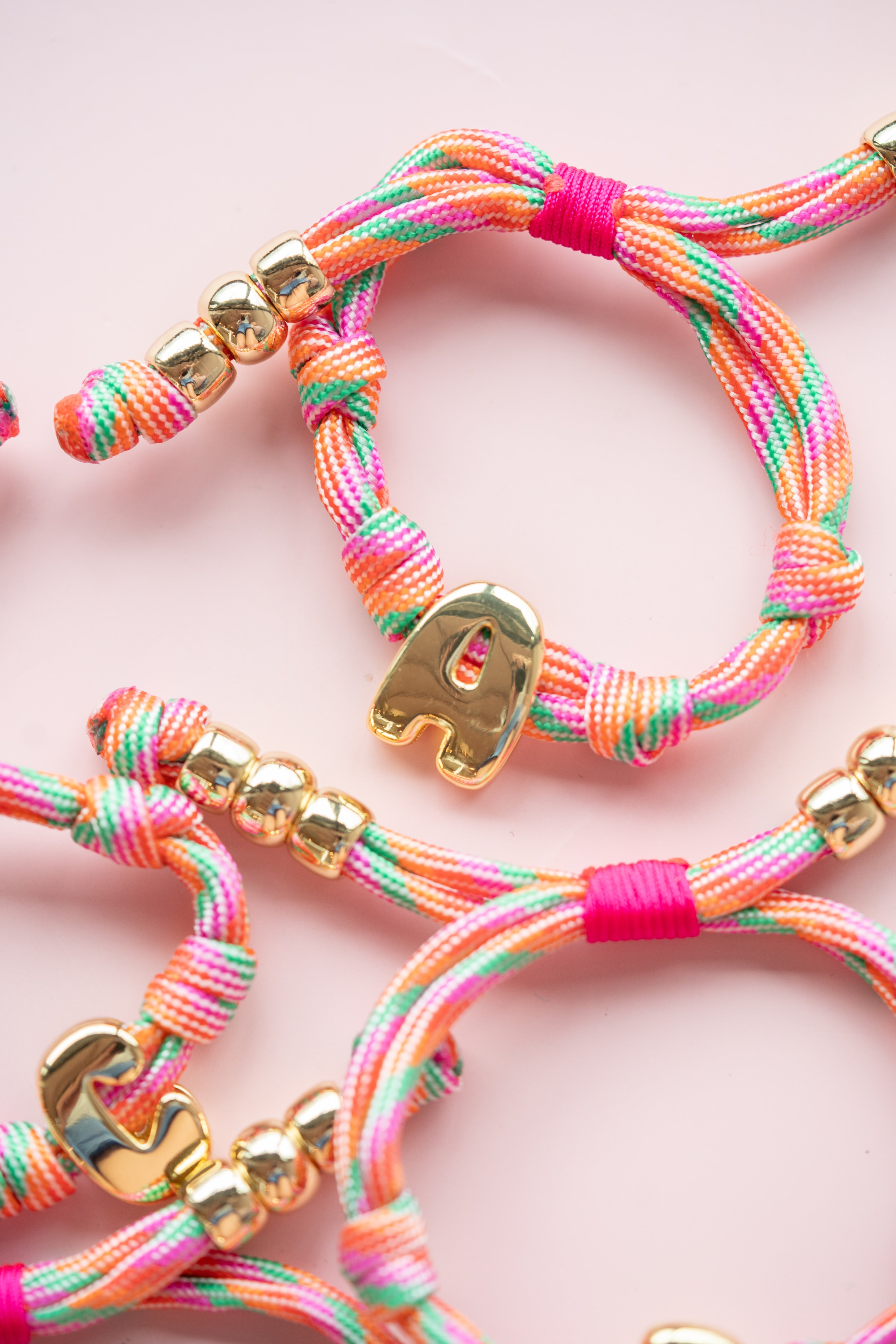 Pink Rope Initial Bracelet