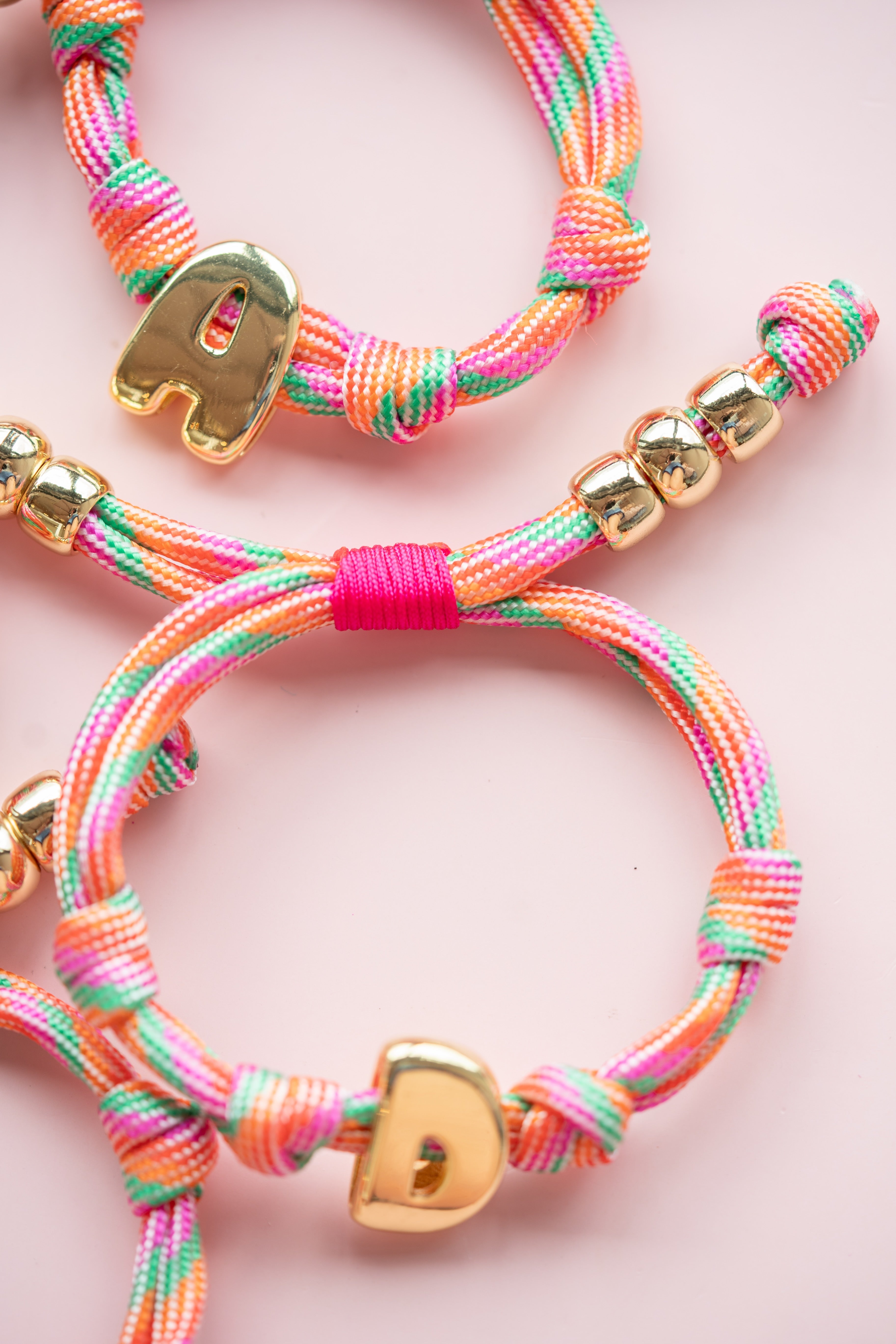 Pink Rope Initial Bracelet