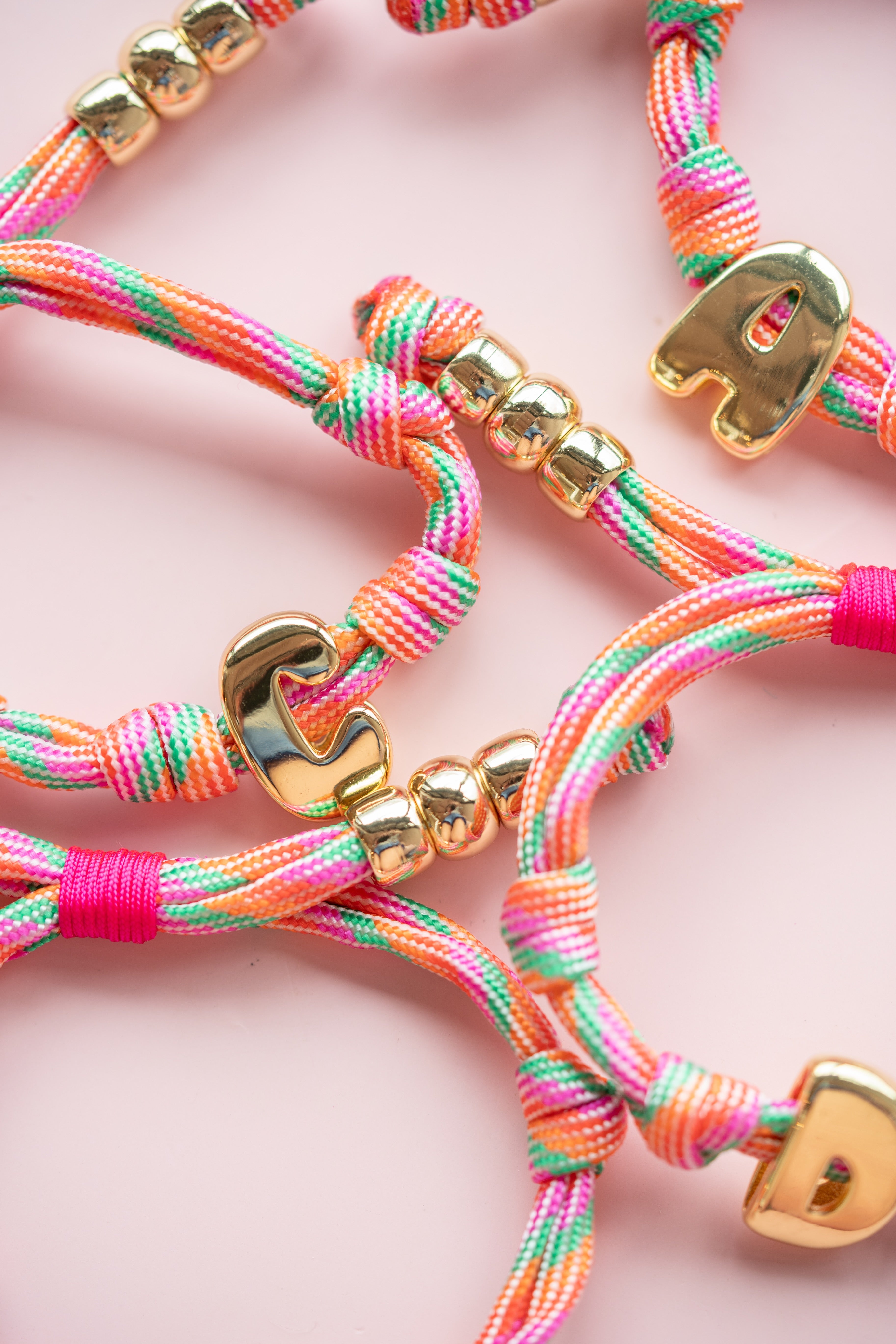 Pink Rope Initial Bracelet