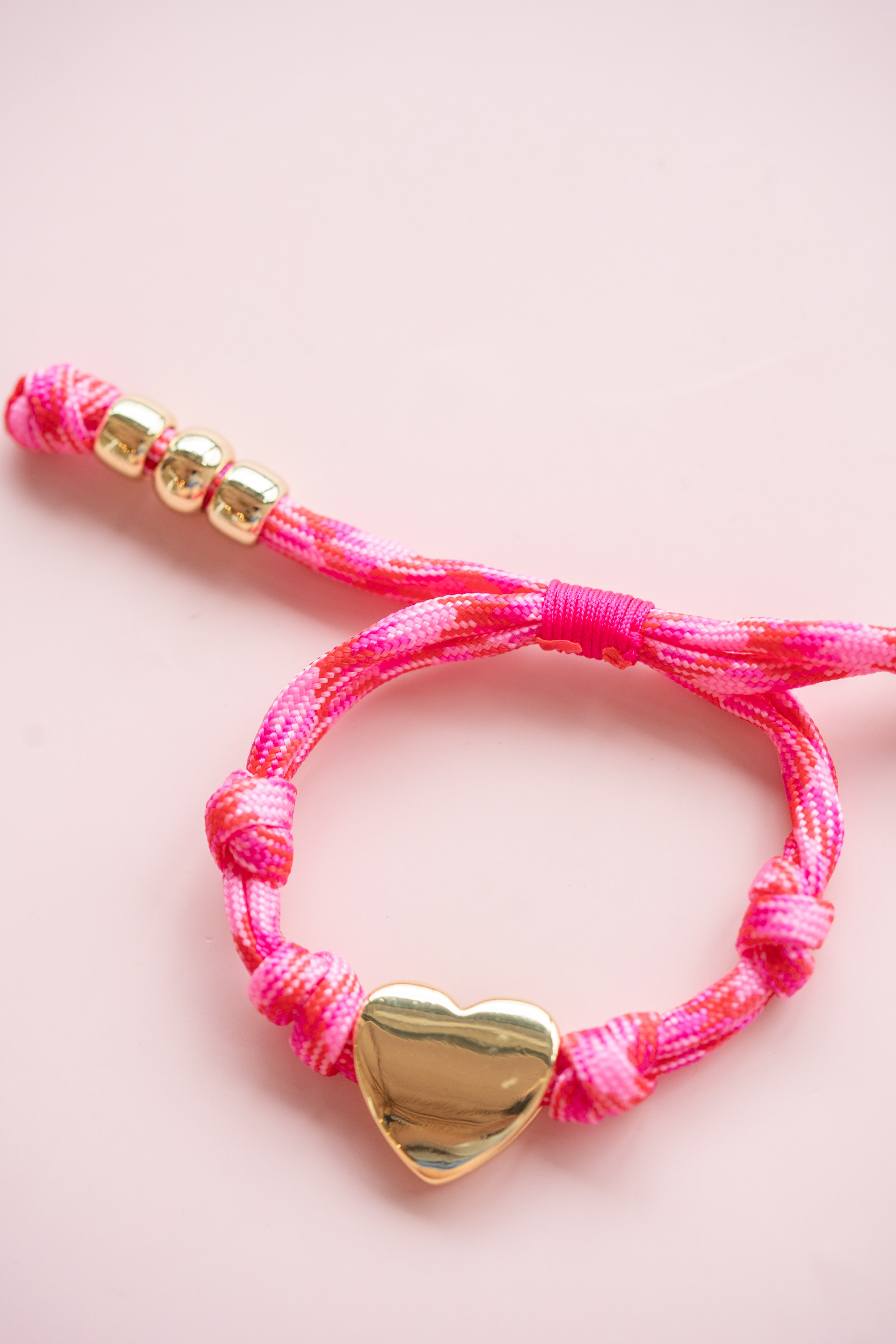 Pink Heart Rope Bracelet