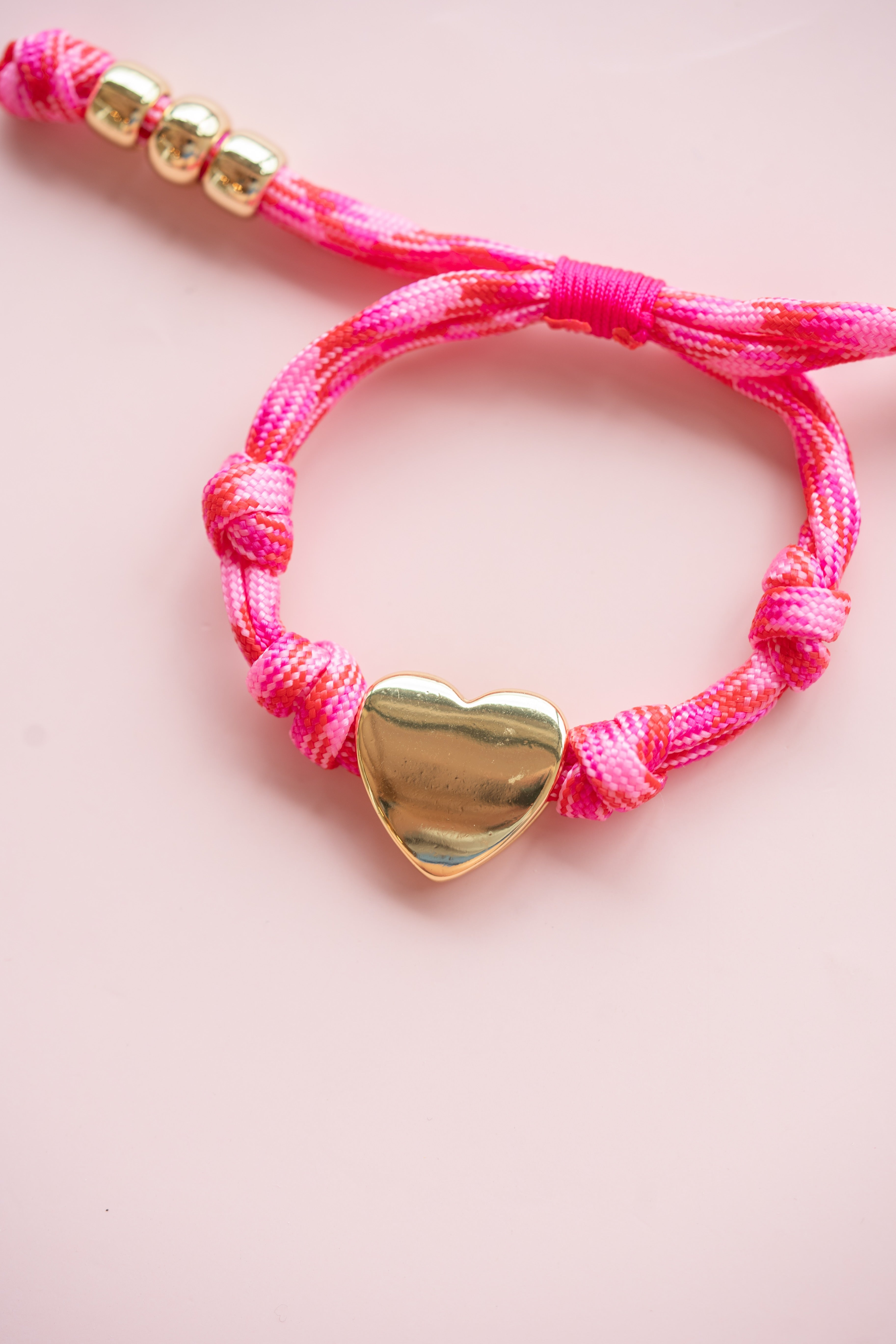 Pink Heart Rope Bracelet