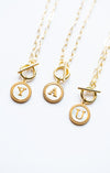 Gold & White Opal Initial Pendant Necklace