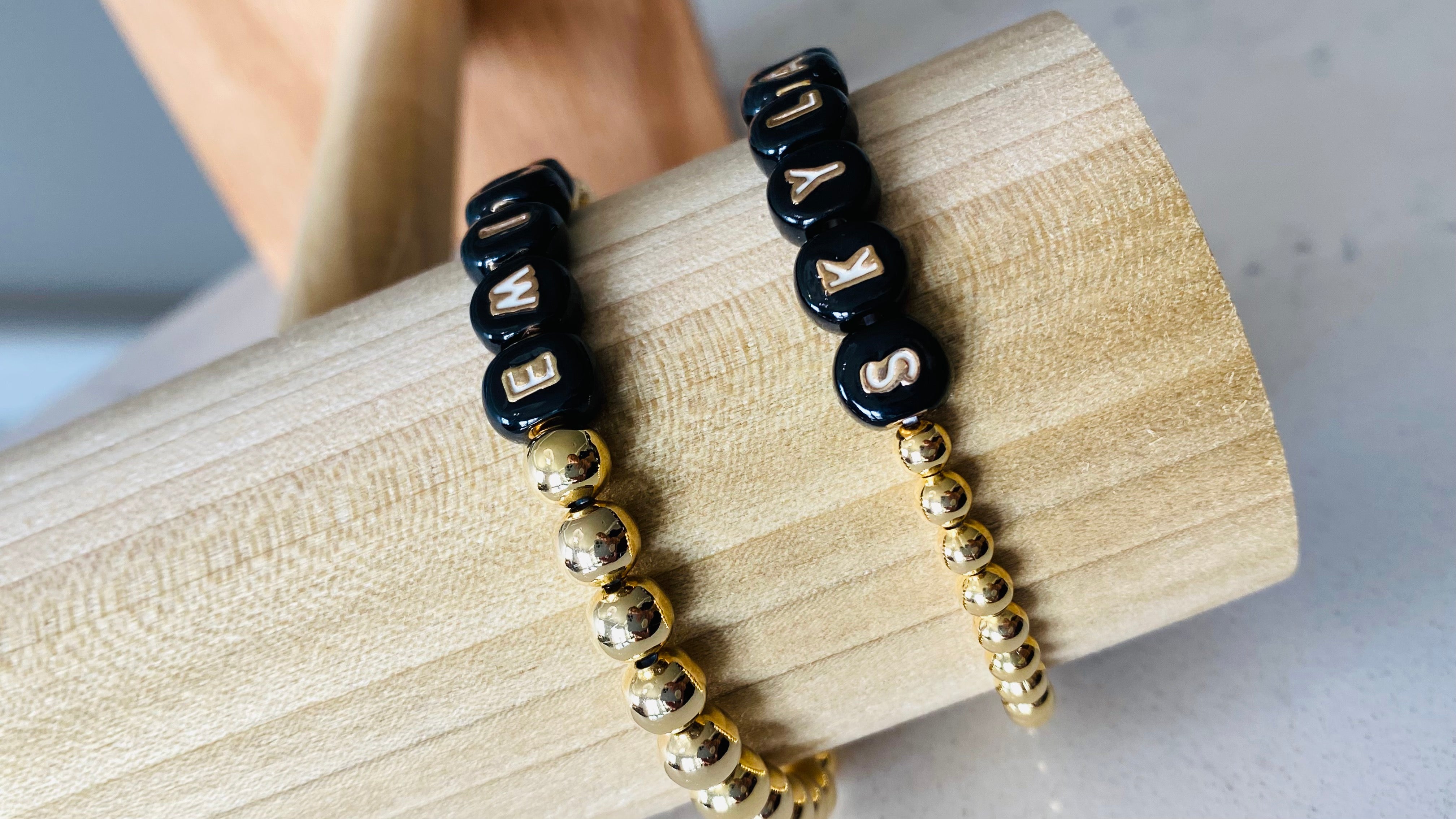 Custom Letter Beads Gold Bracelet